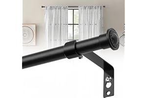 LAIDER HEROS Gardinenstange, 71-347cm Gardinenstange aus Edelstahl Vorhangstange Verstellbare Beschläge Set mit Halterungen - 16 mm Durchmesser Gardinenstange Stil Rustikal/Mattschwarz