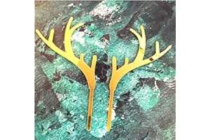 PiniceCore 2 Stücke Weihnachten Acryl Kuchen Topper Gold Silber Hirsch Elch Geweih Kuchen Topper Für Weihnachtsfeier Handmade