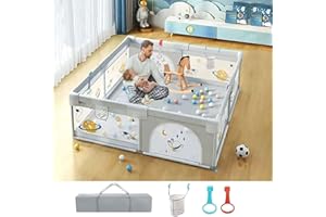 EAQ Baby Laufstall 150 * 150cm, Laufgitter Sicherheitsspielplatz mit superweichem, atmungsaktivem Netz, Kinderzaun für Säuglinge Kleinkinder