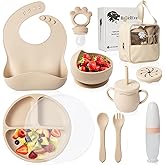 Baby Weaning Set - Silicone Baby Feeding Set with Bag for Travel or Storage at Home - Baby Fruit Feeder and Baby Bottle with 