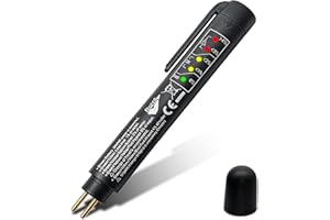 AFIODA Automotive Brake Fluid Tester Pen, 5-in-1 DOT3 DOT4 DOT5 Brake Oil Tester, 5 LED Moisture Indicator, Universal Car Brake Fluid Tester with Light & Sound Alarm