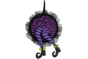 DSITNDAM Decorazione Strega di Halloween, Decorazione Ghirlanda di Halloween, Adatta per Essere Appesa in Camera, Porta D'ingresso, Giardino, Decorazione Zucca Strega di Halloween All'aperto, 40×26cm