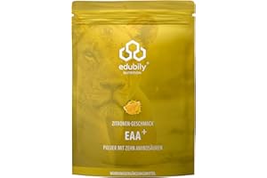 ‎EDUBILY NUTRITION edubily nutrition® EAA Pulver - Hochwertiger veganer Aminosäuren Komplex aus 10 essentiellen Aminosäuren (EAAs) - Mit Stevia gesüßt (400 g, Zitrone)