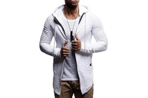 Leif Nelson Męska bluza z kapturem, krój slim fit, zawartość bawełny, nowoczesny kardigan z kapturem, długi rękaw, czarna kurtka rekreacyjna z kapturem na zimę, lato, LN8149