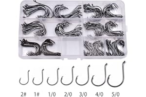 PHAD FISHING Angelhaken aus Hartstahl, Größe 2# ~ 5/0, 175 Stück, in Salzwasser oder Süßwasser