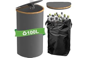 Xgummi 100 l pantflaskor, samlarbehållare, D-form, flasksamlare med hål och lock, pantflaskor, behållare för plastflaskor, bu