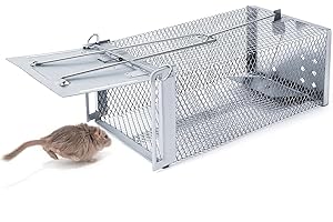 HOMOTO Lebendfalle Mausefalle, XXL Premium Rattenfalle Hochsensitive Mäuse-Futterfalle, Tierfreundlich & Wiederverwendbar Falle Geeignet für Küche Garten Lagerhaus (Silber)