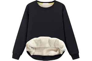 amropi Enfants Garçons Sweat d'hiver Chaud Doublure Polaire Pull Col Rond Sherpa Sweatshirts pour 3-10 Ans