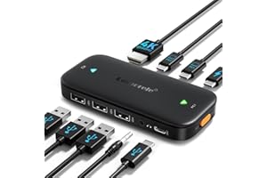 Lemorele USB C KVM Switch HDMI 4K 60Hz, Conmutador USB con Botón para 2 PC 1 Monitor, Compatible con KVM Switch 2 Monitores, Plug and Play, Ideal para Oficina y Casa