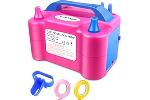 FLSEPAMB Luftballonpumpe Elektrisch,600W Motor Ballonpumpe Elektrisch Klein with 2+2 Düse,Intelligenter 2 Modus Pumpe Luftbal