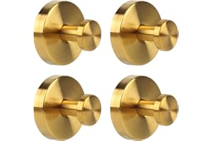 HZPZPP|Suction on Wall Wooks for Bathroom|Stainless Steel Waterproof Suction Hooks Without Drilling, Suitable for Bathroom Shower Towel Kitchen Glass Doors (4Pcs Golden)