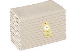 SUPAWAY 12 Stück Weich Polyester-Leinen Gemischt Abendessen Cloth Servietten, Leinenservietten 40x40cm Stoffservietten für täglichen Gebrauch Küche Zuhause Party Weihnachten Hochzeite (Leinen Beige)