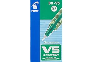Pilot - Hi-Tecpoint V5 - Bolígrafo Roller Tinta Liquida - Verde - Punto Fino - (Caja 12 unidades)