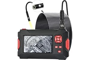 VOTHEN Dual Lens Endoscope Inspection Camera, 1080P HD Borescope Camera with Light, 8mm IP68 Waterproof Camera, Sewer Camera with 8 LEDs 4.3'' IPS Screen,8 Adjustable LEDs,16.5FT Semi-Rigid Cable, 32GB Card