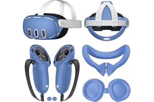 PKKP Lot de 6 coques de protection pour Meta Quest 3 VR - En silicone - Pour Meta Quest 3 VR - Coque de protection pour manette tactile - Cache d'objectif, cache yeux (bleu marine)