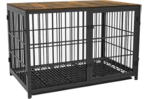 BINGOPAW Meuble Cage Chien Bois Intérieur: Niche pour Chien XXL, Table d’Appoint - Maisonnette pour Chien avec 3 Porte et Plateau Amovible, Noir 120x77x81.5cm