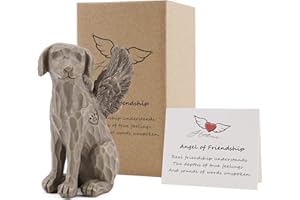 CHUANGLI Angel of Friendship Dog Angel Figurines, Hand Carved Dog Memorial Gifts, Dog Sympathy Gifts, Pet Loss Gifts, Dog Lovers Gifts, Dog Remembrance Gifts for Grieving Pet Owners