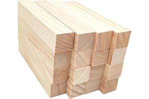 ANKTILY 16 Bloques de Madera Sin Terminar, Cubos Rectangulares de 15 x 2,5 x 2,5 cm, en Blanco para Tallar