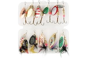 ZEFAN Angelköder Set, 12 Stück Blinker Angeln, Mehrfarbige Spinner Angeln Löffel Köder mit Box, für Forelle Hecht Bass Lachs