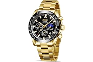 HANPOSH Orologio Uomo Cronografo Orologio Analogico Quarzo Moda Casual Orologio 30M Impermeabile Orologio da Polso Elegante Orologio in acciaio Data Luminosi Cool Orologio da Uomo