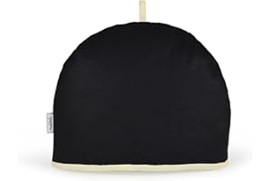 Muldale Black Tea Cosy for Teapot Large - Insulated Thermal 100% Cotton Extra Thick Wadding - Designed in England - Tea Cozy Covers Fit 1 to 6 Cup
