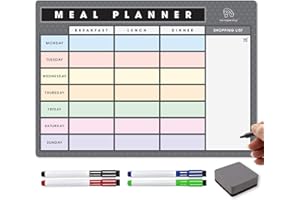 THE MAGNET SHOP TMS Magnetic Meal Planner | Whiteboard for Family, Business Tasks or Food Prep Planning | with 4 Magnetic Dry Wipe Pens and Eraser