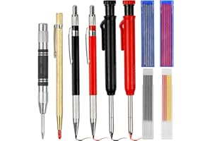 Corpower Tischler Bleistift, 4 Bunte Solide Zimmermannsbleistifte mit Spitzer, 36 Minen, Automatischer Körner, Hartmetall Anreißwerkzeug, Markieren auf Holz Metall Betonfliesen Architektenbau