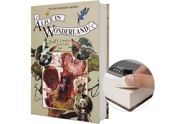 Boîte de rangement sûre de livre de détournement de papier réel, coffre-fort secret de dictionnaire avec serrure de code/clé, coffre-fort caché de livre de flip (Code Alice)