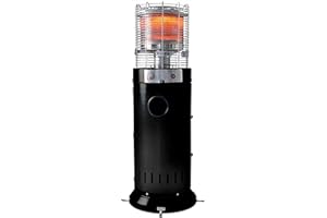 REALGLOW Bullet Gas Patio Heater 13kW – Table Floor, Black Finish, Easy Ignition, Commercial Outdoor Heater for Garden & Patio Heating