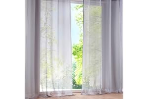 SIMPVALE 2 Pcs Voile Rideaux Transparent a Passant Rideaux Fenetre Balcon en Tulle Largeur 140cm Gris Hauteur 225cm