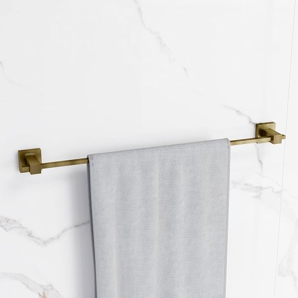 Pynsseu 2-Piece Brushed Gold Bathroom Hardware Set – 304 Stainless Steel Towel Ring & Toilet Paper Holder, Wall Mount