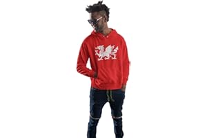 FUNKYSHIRT Welsh Dragon Rugby Hooded Sweatshirt Hoodie - Winter Gifts for Men and Children Sizes L10