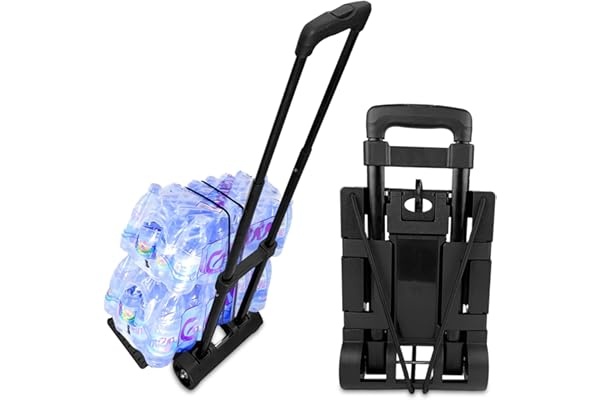 VELLUSTRA Vikbar aluminiumvagn, lastvagn med teleskophandtag, stöder upp till 25 kg, långt teleskopiskt handtag 95,5 cm, plattformens mått 35 x 36 cm för transport av varor