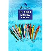 Sonex Suni Balık Yemi 10&rsquo;Lu Minnow Rapala Seti 10 Cm 9 Gr 1 M Dalış Karbon &Ccedil;elik İğneli