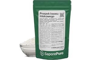 SaporePuro Kwas Mlekowy w Proszku 200 g – Czysta Jakość Spożywcza – Do Piekarnictwa, Nabiału, Napojów Fermentowanych i Zastosowań Kosmetycznych