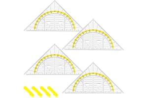 BIPL 4 Stück Geodreieck Klein, Geodreieck mit Griff, Geodreieck Flexibel, Bruchsicher Und Transparent, Geodreieck Aus Kunststoff, Geeignet für Studenten Büro Designer Malerei