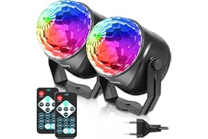 FIMEI Boule Disco 2 Pack, Lumière Soirée Lampe de Scène Éclairage de Discothèque Projecteur Effet Spot Stade Télécommande pour Fête, Soirée, Bar, Anniversaire, Club, DJ Disco, Cadeau, Enfants