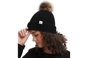 Hat Hut Winter Hats for Women Satin Lined Beanie Hats for Women Ladies Bobble Hat Warm Winter Cap Pom Pom Beanie