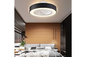 BURUIYOTEN LED Light Dimmable Remote Control Modern Ceiling Fan with Lighting Fan Ceiling Fan Lamp Bedroom Ceiling Fans Fan Lights Adjustable Invisible Black 36 W