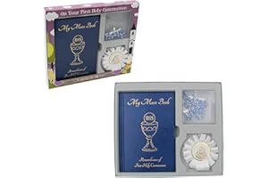 WIDDLE CELEBRATIONS First Holy Communion Gift Set Mass Book, Rosary and Rosette - Blue 1816