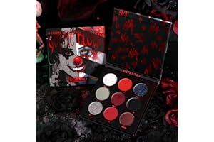 DE'LANCI - Palette di Ombretti 9 Colori, Rosso e Nero, Shimmer Con Glitter, Impermeabile e Pigmentato, Trucco Gotico, SFX Halloween, Horrorclown, Vegetarismo