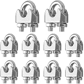YEYIT M4 Cable Clamps 10 Pieces Stainless Steel Wire Rope Clamps Wire Rope Clips Steel Cable Clip U Bolts For Steel Cable 4mm