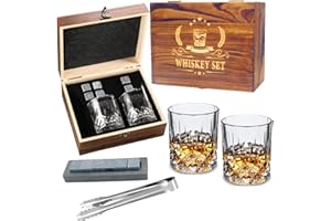 AWEKER Whisiskey, Whisky Gläser Set, Whisky Steine Geschenkset,6 Whiskey Steine 2 Twisted Whisky Gläser,Geschenke für Männer,Vatertagsgeschenk für Papa