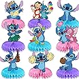 Stitch birthday party supplies, 9Psc honeycomb center decorations, Stitch party decorations, double-sided desktop decorations, center decorations for parties