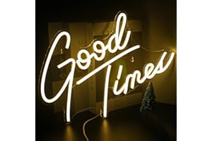 Looklight Good Times Neon Sign Warm White Led Neon Signs Letter Neon Light Happy Neon Signs for Wall Decor, USB Light Up Signs for Bedroom Bar Game Room Wedding Birthday Anniversary Party