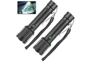 Chasinglee Torcia LED ricaricabile 90000 lumen, torcia led potente ad alto lumen, torcia ad alta potenza, super luminosa, ricaricabile Type-C, per il campeggio e l'escursionismo（Confezione da 2）
