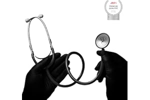 AMPRI Flachkopf Stethoskop, Med-Comfort, schwarz, 1 Stück - Hochwertiges Stethoskop für Ärzte und Krankenschwestern