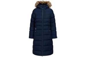 Trespass Women's Padded Jacket Audible - Waterproof, Faux Fur Trim, 2 Zip Pockets, Grown on Hood, Two Way Front Zipper, Longer Length, Badge Detail on Sleeve