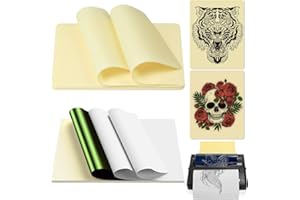 8 Stück Tattoo Übungshaut & 10 Blätter Tattoo Transferpapier, modacraft 19×14,5cm Beidseitig 1mm Dick Weiches Silikon Tattoo Haut, Tattoo Haut Zum Üben Tattoo Zubehör für Anfänger Erfahrene Tätowierer