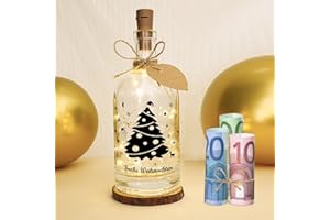 Seutgjie Weihnachtsgeldgeschenk, Originelle Geldgeschenke Verpackung Weihnachten Deko Kreative LED Flaschenlicht Frauen Männer Kinder Freunde Familie
